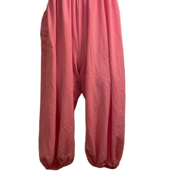 Harem Pants Pink Strapless Jumpsuit, Small - Picture 4 of 5